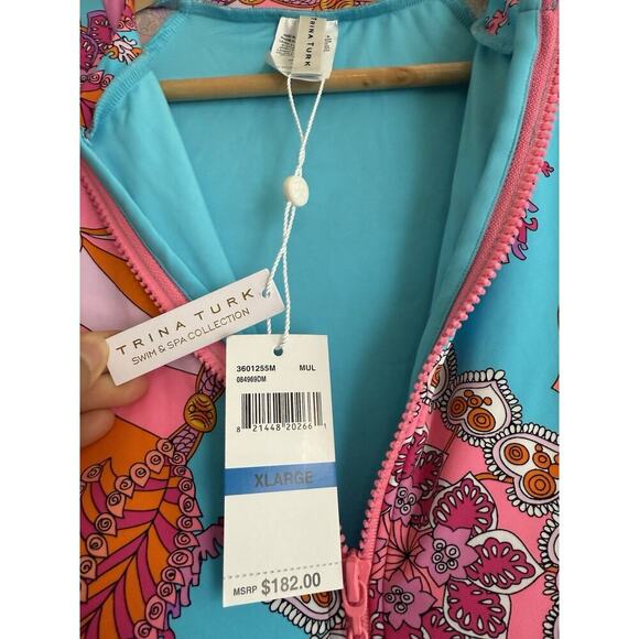 Trina Turk Women Maliana Zip Long Sleeve One-Piece Swimsuit Size XL NWT - Picture 6 of 7